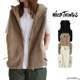 正規取扱店 【10%OFF/2023秋冬新作】ワイルドシングス WILDTHINGS ボアベスト フラフィーボアフーデッドベスト FLUFFY BOA HOODED VEST レディース 秋 冬 ポリエステル 全3色 Mサイズ WTW23125KY