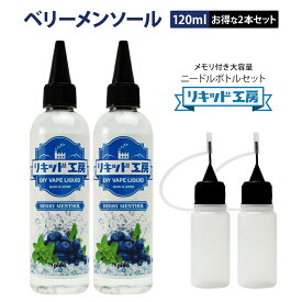 【送料無料】【2本セット】電子タバコ リキッド ベリー メンソール 120ml 天然素材 コスパ抜群 大容量 メモリ付きボトル 混ぜて使える ニードルボトル 10ml 付き ベースリキッド ギフト ラッピング 対応