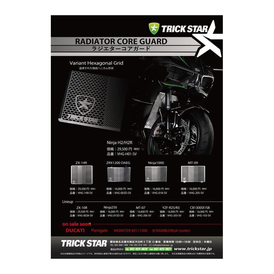 TRICK STAR (トリックスター) ラジエターコアガード ステンレス ブラックメッキ Ninja400 ニンジャ400 Ninja650 ER-6n VHG-020-BM：バイク・車パーツ プロト
