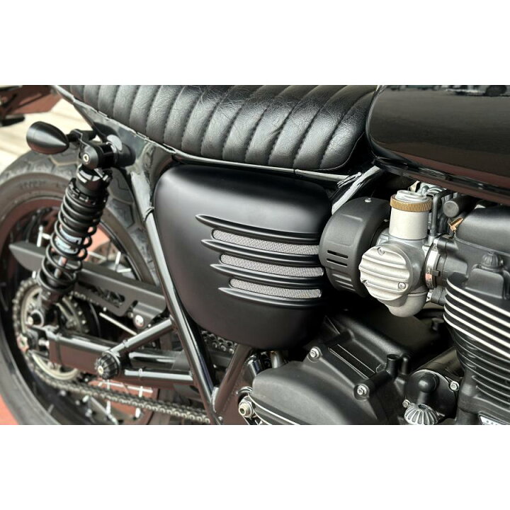 楽天市場】モートーン サイドカバー リブ マットブラック Bonneville 