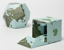 geografia / ジオグラフィアLANDS & NATIONS FLIPPABLE GLOBE cube in dodeca. 正十二面体と立方体［ランズ&ネイション］反転式地球儀2つの世界観を表裏にとじこめた組立式のリバーシブル地球儀インテリアギフト プレゼント