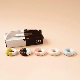 Donut 5個 Aセット - ドーナツの箸置き -224porcelain「家族で感じる、まあるい幸せ」カラフルで様々な形のドーナツ箸置きパッケージもチョコを浸したようなデザインキッチン用品ギフト プレゼントマットな質感磁器製