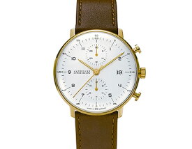 Max bill / マックスビル Chronoscope Watch Number Whiteモデル027 7800.00腕時計ユンハンス　ドイツ　受注生産品　送料無料　カーフスキン 自動巻ムーブメントクロノグラフ日付カレンダー【楽ギフ_包装】