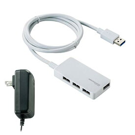 2014年モデルエレコム USBハブ 3.0 2.0対応 4ポート ACアダプタ付 ホワイト U3H-A408SWH