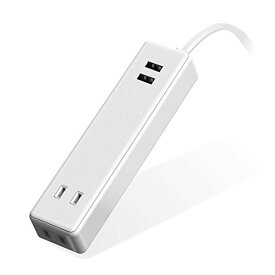 エレコム 電源タップ USBタップ 2.4A (USBポート×2 コンセント×2) 1.5m ホワイト ECT-0915WH 送料無料