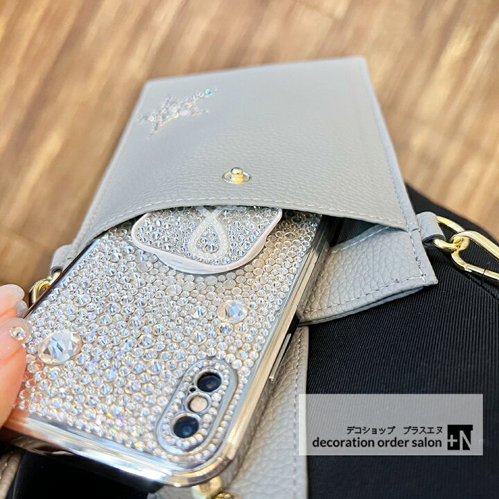 楽天市場】スマホポーチ 選べるデザイン スワロフスキー イニシャル 