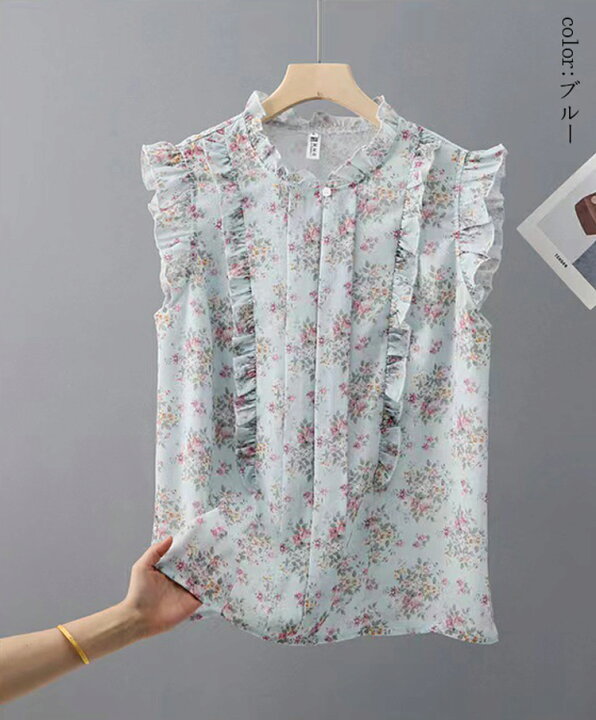 楽天市場】フリル ブラウス ノースリーブ 春夏 シャツブラウス  