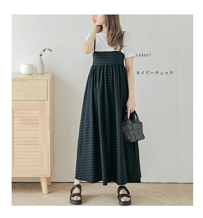 楽天市場】チェック キャミソールワンピース 夏 キャミソール フレア  