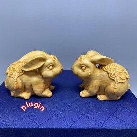 ポイント8倍【送料無料】彫刻ラッキーウサギハンドルピース無垢材彫刻干支ウサギかわいいペットホームアクセサリー車の装飾