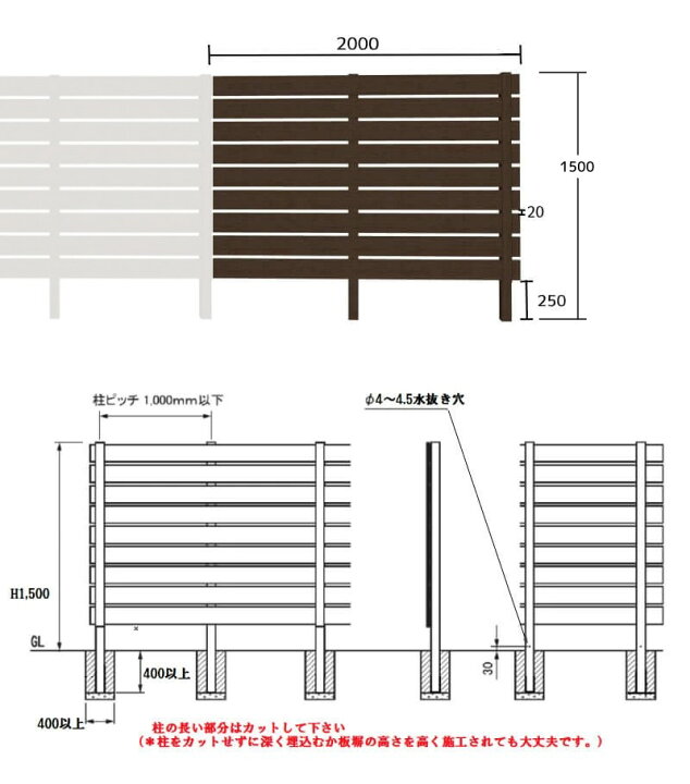 楽天市場 目隠しフェンス 樹脂フェンス 木目調 アルファウッド 外構フェンスセット H1500 連結追加用 ディーズガーデン 屋外 Diy おしゃれ 庭 ガーデニング 人工木 送料無料 エクステリア通販プルーマガーデン