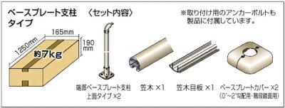 玄関手すり手摺エトランポS1スパンセット笠木目板ベースプレート支柱タイプ