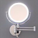 鏡 ミラー （再入荷）拡大鏡 LED ライト付き 壁付け 壁掛け おしゃれ 丸 洗面所 両面 鏡 3倍 折りたたみ 伸縮メイクアップミラー ウォールミラー スイングミラー アームミラー 後頭部 スキンケア