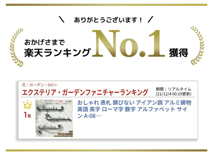 楽天市場 おしゃれ 表札 錆びない アイアン調 アルミ鋳物 英語 英字 ローマ字 数字 アルファベット サイン A 08 ディーズガーデン エクステリア通販プルーマガーデン