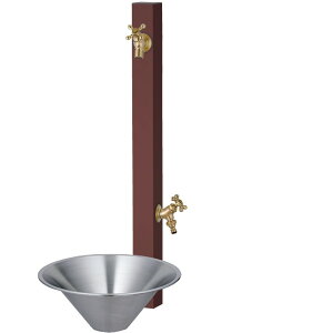 立水栓 おしゃれ 水栓柱 セット 2口 水栓柱 ハンドル 蛇口 2個 ガーデンパン セット スプレスタンド60ソリッド 手洗い場 水道 外 水受け 排水パン ユニソン