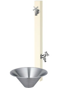 立水栓 おしゃれ 水栓柱 セット 2口 水栓柱 ハンドル 蛇口 2個 ガーデンパン セット スプレスタンド60ソリッド 手洗い場 水道 外 水受け 排水パン ユニソン