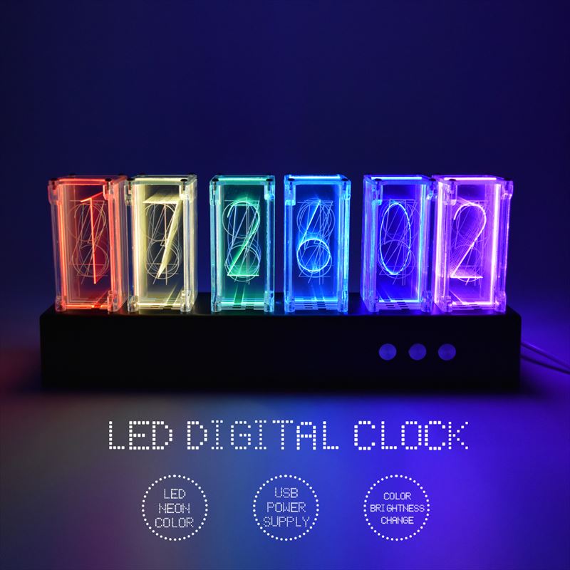 楽天市場】LED ニキシー管風 デジタル時計 置き時計 卓上時計 ネオン