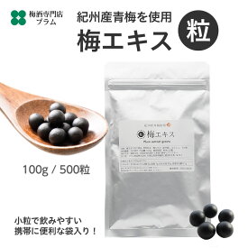 梅肉エキス 【 梅エキス 粒 袋 大容量 100g 約500粒 ドライキープ袋入 】紀州産青梅 国産 粒の梅エキス うめえきす ゆうパケット発送 送料無料 和歌山の梅