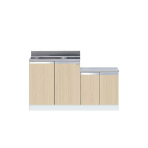 薄型一体型流し台 間口140cm ワンド. onedo KTD4-80-140K-左-LG 壁出し水栓仕様 木目 パターン カラー メーカー直送 【配送エリア外対応不可】