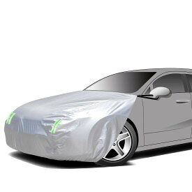 【送料無料】ボンネット保護カバー 防炎フロント保護カバー 裏起毛タイプ 防塵 蛍光反射ストリップ付き ゴムバンドで長さを調整 一般乗用車用 適合目安：車長4.70m~5.20m/車幅1.65m~1.85m CA-L