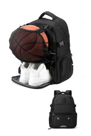 YFFSFDC バスケットボールバッグ ボールバッグ リュック サッカーポーチバッグ ボールケース 多機能 大容量 運動 通学 出張 旅行用 スポーツバッグ (ブラック)