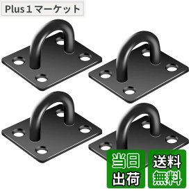 【送料無料】Raonlla アイプレート パッドアイ ステンレス制 長方形 天井 フック 日除け サンシェード など用 金具 黒 4個入