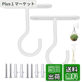 【送料無料】5WYOUKE 天井 フック 吊り下げ金具 J字 吊りフック 耐荷重約15kg 長さ6.4cm 石膏ボード 壁掛け ピンフック 穴が目立たない 照明器具配線 画鋲 賃貸 2個セット ネジ/プラスチック拡張チューブ付き