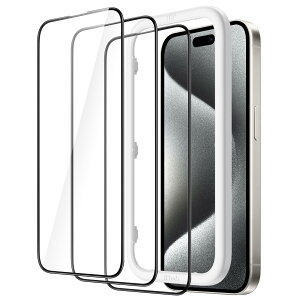yzJEDirect iPhone 15 Pro(6.1C`p) SʕیtB KXtB  KChgt P[XɊȂ HDNA 3Zbg