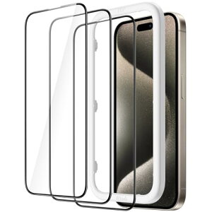 yzJEDirect iPhone15ProMax(15 Pro Max 6.7C`p) SʕیtB KXtB  KChgt P[XɊȂ HDNA 3Zbg