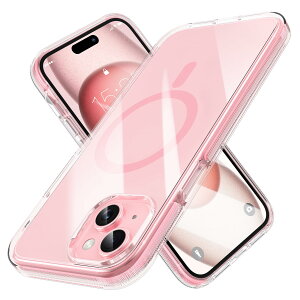 【送料無料】MILPROX iPhone 15 用 ケース Magsafe対応 マグネット搭載 米軍MIL規格 超耐衝撃 防滑ストライプ クリア 黄変防止 ワイヤレス充電対応 マグセーフ対応 透明 保護カバー スマホケース 6.1