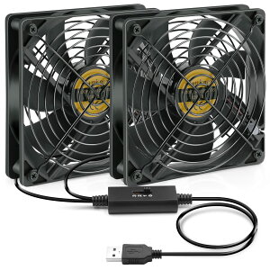 【送料無料】Mauknci 静音 USBファン 12cm 3段階風量調整 冷却ファン 2台1組 長時間稼働可 5V ファン 120mm ブラック