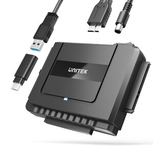 yzUnitek USB-A+C IDE SATA Ή USB3.0 hCuA_v^[ 2.5/3.5C`HDD SSD whCuɑΉ Ro[^ ő18TB 5Gbps 12V/2AdA_v^[t OthCu f[^