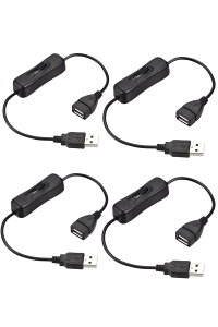 【送料無料】YFFSFDC USB 延長ケーブル オン/オフスイッチ付き USB A オス メス 延長ケーブル ON/OFF USBスイッチ USB電源ケーブル 30cm 4本入り
