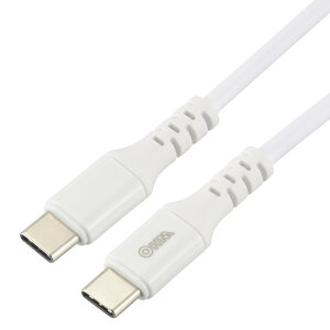 【送料無料】オーム電機AudioComm Type-Cケーブル PD対応 100W 超高速充電 USB-C to USB-C 1m ホワイト iPhone15 iPhone15Pro iPhone15Pro Max 断線しにくい SMT-L10PD-W 01-7194 OHM