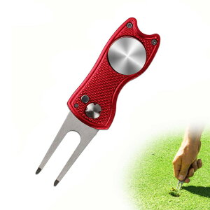 【送料無料】YFFSFDC ゴルフフォーク 折りたたみ式 ゴルフ フォーク 修理 フォーク 持ち運び便利 亜鉛合金 ゴルフ 用品 アクセサリー 贈り物 (レッド 1個入り)