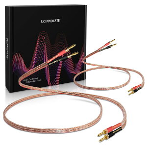 【送料無料】【UCINNOVATE】無酸素純銅線バナナプラグ加工済 ハンダ済み 13AWG 金メッキバナナプラグ付 HIFIオーディオメインスピーカーケーブル 2m/2本一組