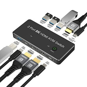yzFDBRO 2|[g 8K HDMI 2.1 KVM XCb` 21o 8K@60Hz 4K@120Hz 2PC1j^[AL[{[h/}EX/UfBXNL邽߂4USB 3.0|[g