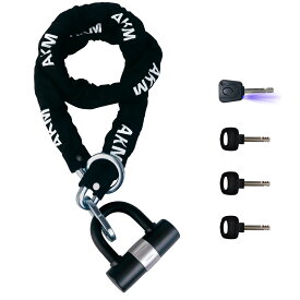 【送料無料】AKM バイクロック【高い耐切断性】極太チェーンロック φ(直径)10mm×1600mm U字ロック付き 自転車原付オートバイク