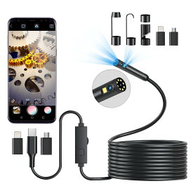 【2024最新型&3-in-1内視鏡】Dpduct ファイバースコープ デュアルレンズ 7.9mm極細スコープ 高輝度9LED搭載 防水内視鏡カメラ 5M USB スネークカメラ iPhone/android/iPad対応 (Type-C/Micro/Lightning)