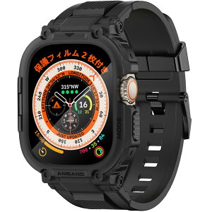 【送料無料】バンド ケース コンパチブル Apple Watch Ultra2/Ultra 49mm 強化ガラス フィルム付き バンパーカバー付き 頑丈なTPUベルド 一体型 M1 スポーツバンド アップルウォッチ ウルトラ 2 対応 49
