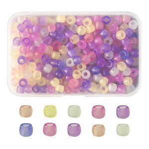 Beadthoven 紫外線で色が変わる UVチェックビーズ 約500個/箱 8x6mm 混合色 ヨーロッパビーズ 変色ビーズ ロンデル 大穴ビーズ ポニービーズ バレル スペーサービーズ ラウンド 丸玉 和風ビーズ ジ