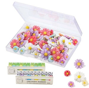 【送料無料】RuiChy プッシュピンタック ストレージ ボックス 付き 装飾 フラワ フラワーサムタック サム タック カラフル マーキングピン ホワイト ボード コルク ボード 写真 壁 地図 掲示板