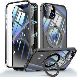 yzOURJOY iPhone 15 p P[X yʕی+MagSafeΉ+bN+@\̃X^hz KXP[X NA 360°Sʕی ACtH15 X}zP[X A~op[ tJo[ J