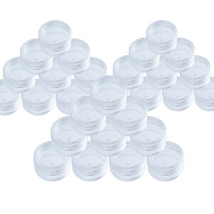 【送料無料】DFsucces 小分け丸ケース 5ml 30個セット プラスチック クリームケース アクセサリーケース ビーズ ネイル収納ボックス 小物用収納ボ 化粧品 詰め替え容器 透明 便利グッズ 出張 旅