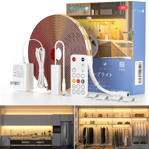 Wobane COB e[vCg lede[v 5M dF ԐڏƖ R  Ԑݒ 2000lm Px ledCg Lb`Cg 320LEDs/m 8mm o[Cg FRa90 tBMA Ɩ Jbg\ ʃe[