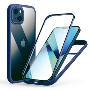 yzMQman iPhone13 P[X OʃKX+wʃKX 360°Sʕی 100ʃ^b`x ϏՌ KX tg+obNv[g y CX[dΉ O  Jo[ (iphone13p, 