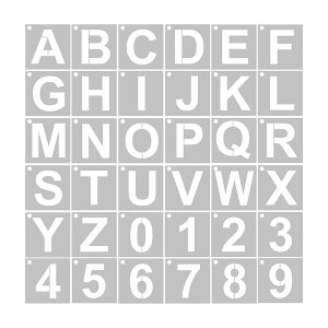 【送料無料】YFFSFDC ステンシルシート (10×10cm)角文字レターアルファベット数字製図看板の作成 描画テンプレート大文字A-Zと0-9 DIY絵画塗装道具繰り返し利用(36枚セット)