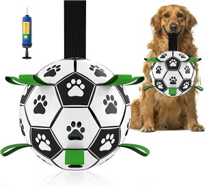 【送料無料】Healthman ストラップ付き犬用おもちゃボール、インタラクティブな犬用おもちゃ、水、庭、屋外用の楽しい犬用フットボール