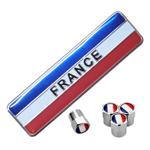 【送料無料】TIGRE BLANC 国旗 ステッカー 立体 タイヤ エア バルブ キャップ エンブレム アクセサリー ドレスアップ 汎用 アルミ 1枚 4個 セット