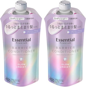 【送料無料】【セット買い】エッセンシャル プレミアム うるおいバリアコンディショナー グロウ&モイスト 集中補修&コート まとまり髪つづく つめかえ用 340ml × 2 個セット 色:パープル