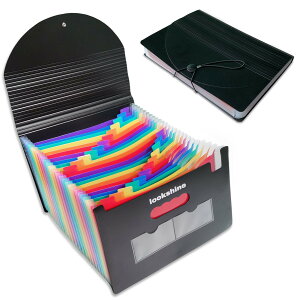 【送料無料】LOOKSHINE ドキュメントスタンド A4判 ヨコ 24ポケットファイル ケース オフィス 書類 収納 (カラー, 24分類) (With Flap)